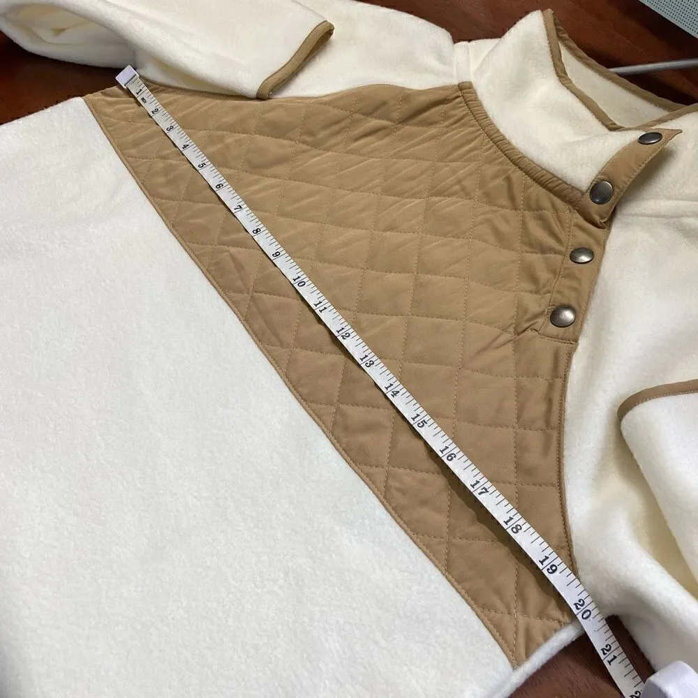 J.crew white quilted fleece pullover sweatshirt small